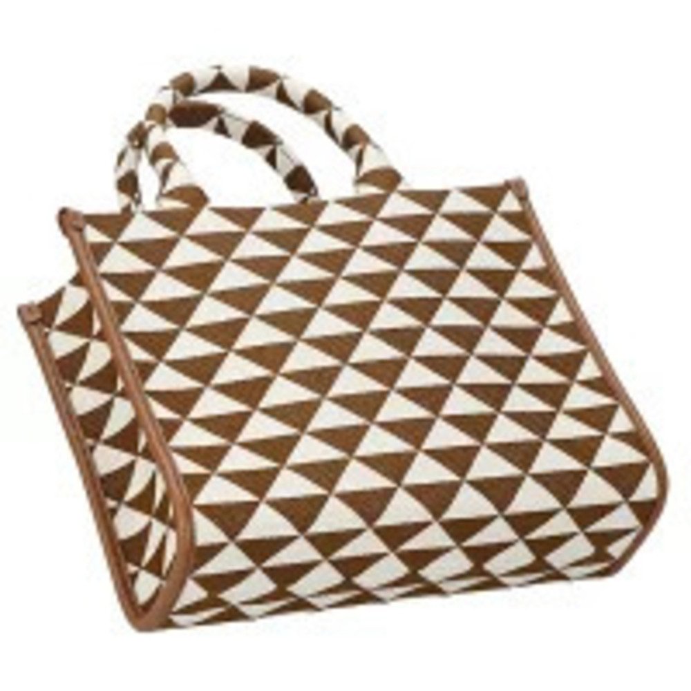Prada Tote Tessuto Saffiano Bag Brown White